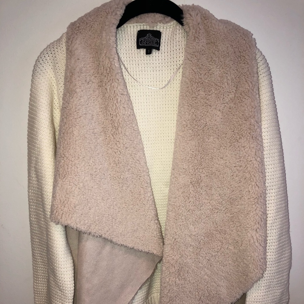 Angie Grey/Cream Faux Suede/Sherpa Knit Jacket